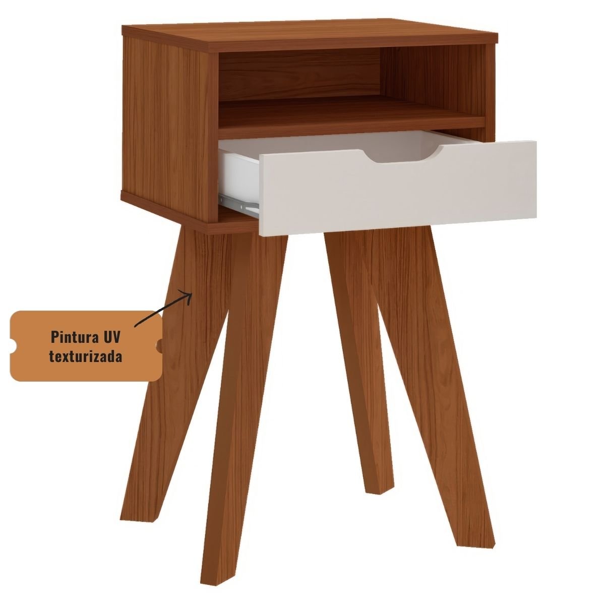 Mesa de Apoio Lateral Vip Com Gaveta e Nicho Cedro / Off White