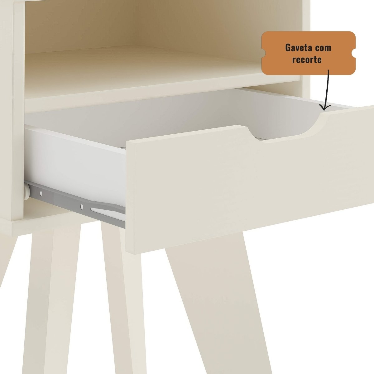 Mesa de Apoio Lateral Vip Com Gaveta e Nicho Off White