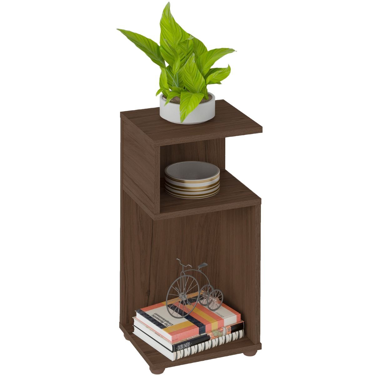 Mesa de Apoio Lateral com Nichos Toy Amêndoa