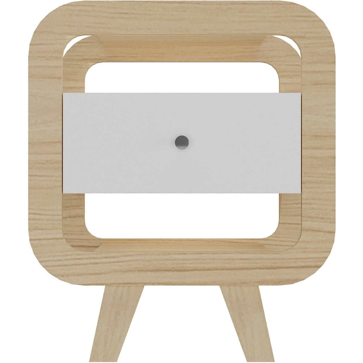 Mesa de Apoio Lateral com USB Artely Theo Naturale / Branco