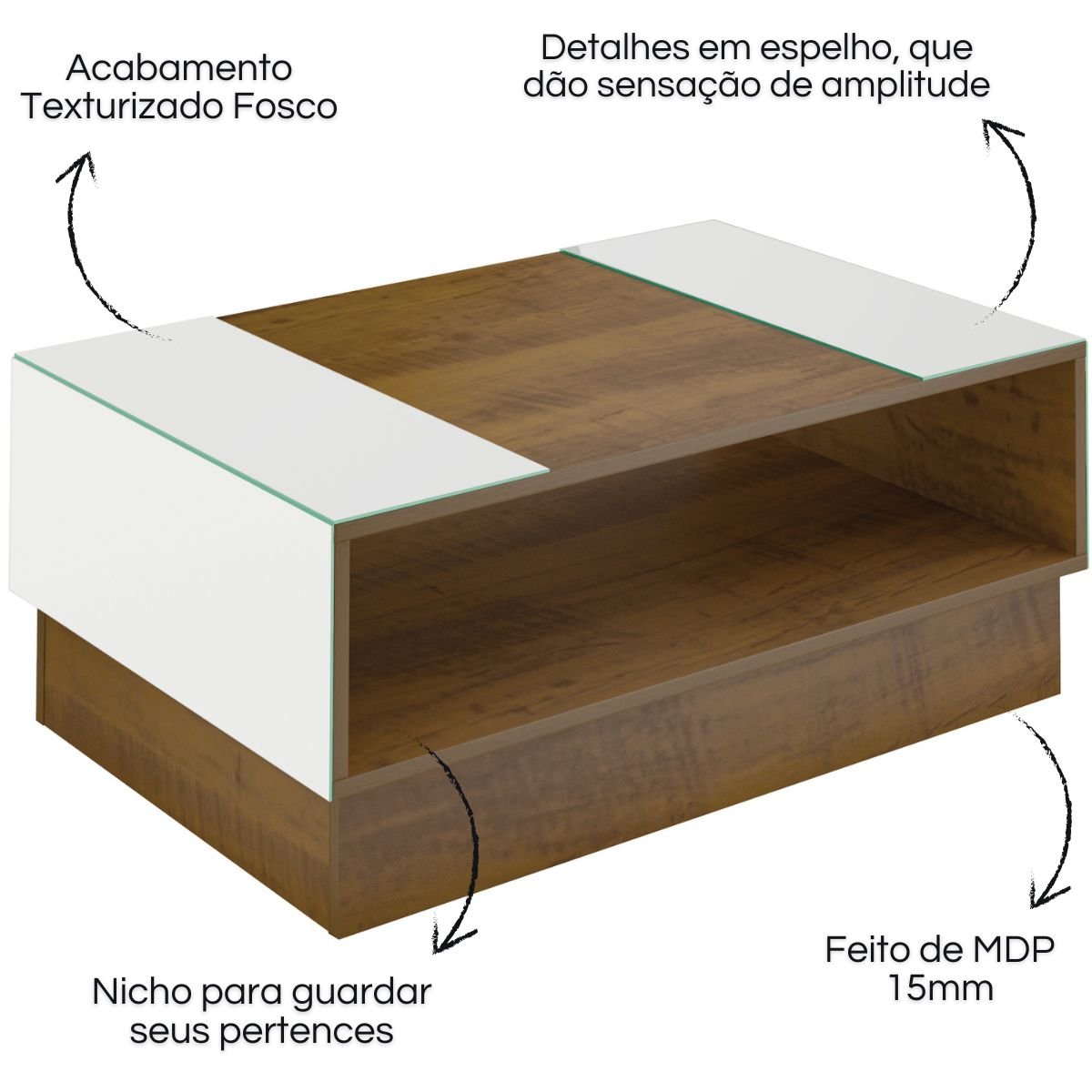 Mesa de Centro Artely Detroit Pinho
