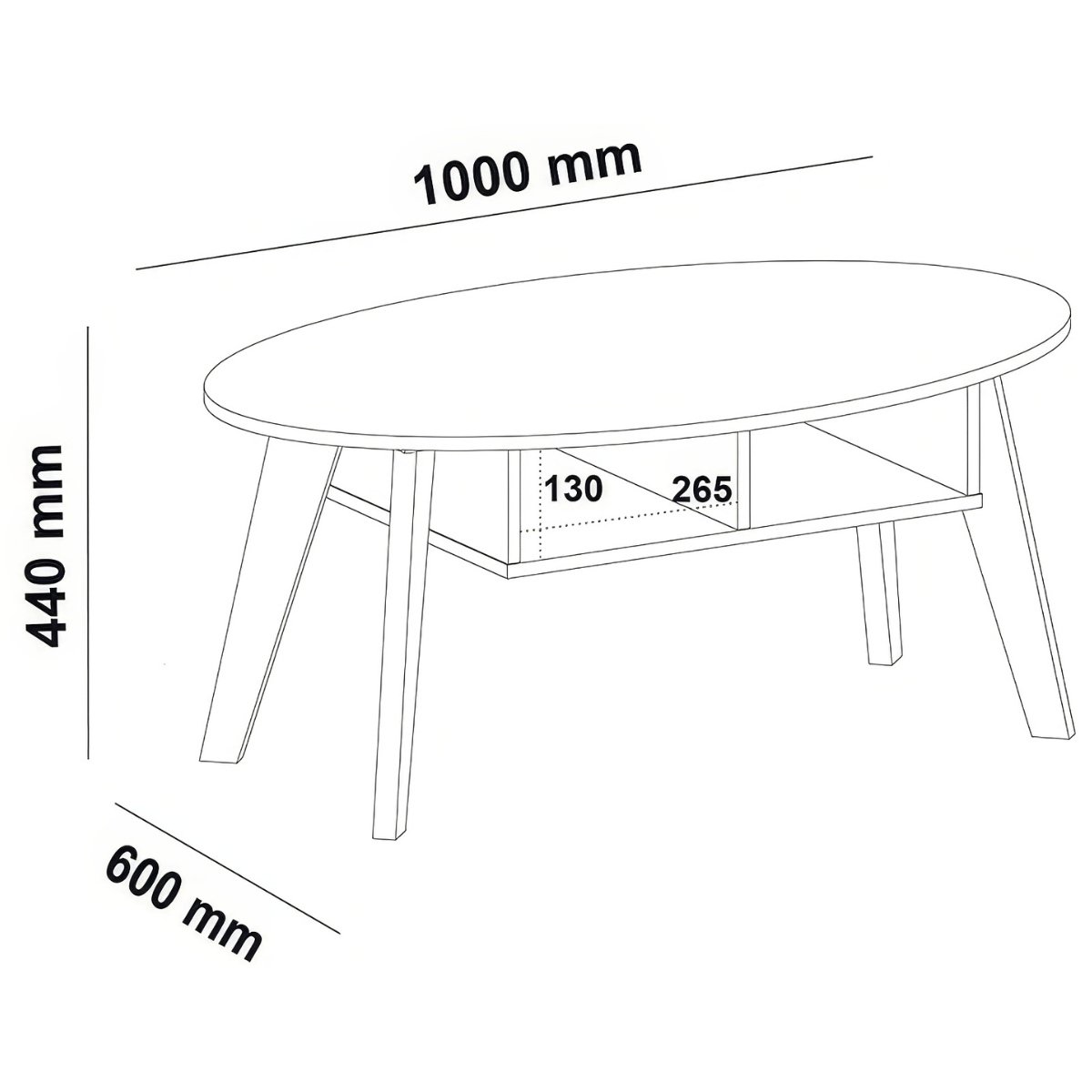 Mesa de Centro Diva 2 Nichos Off White/Cedro