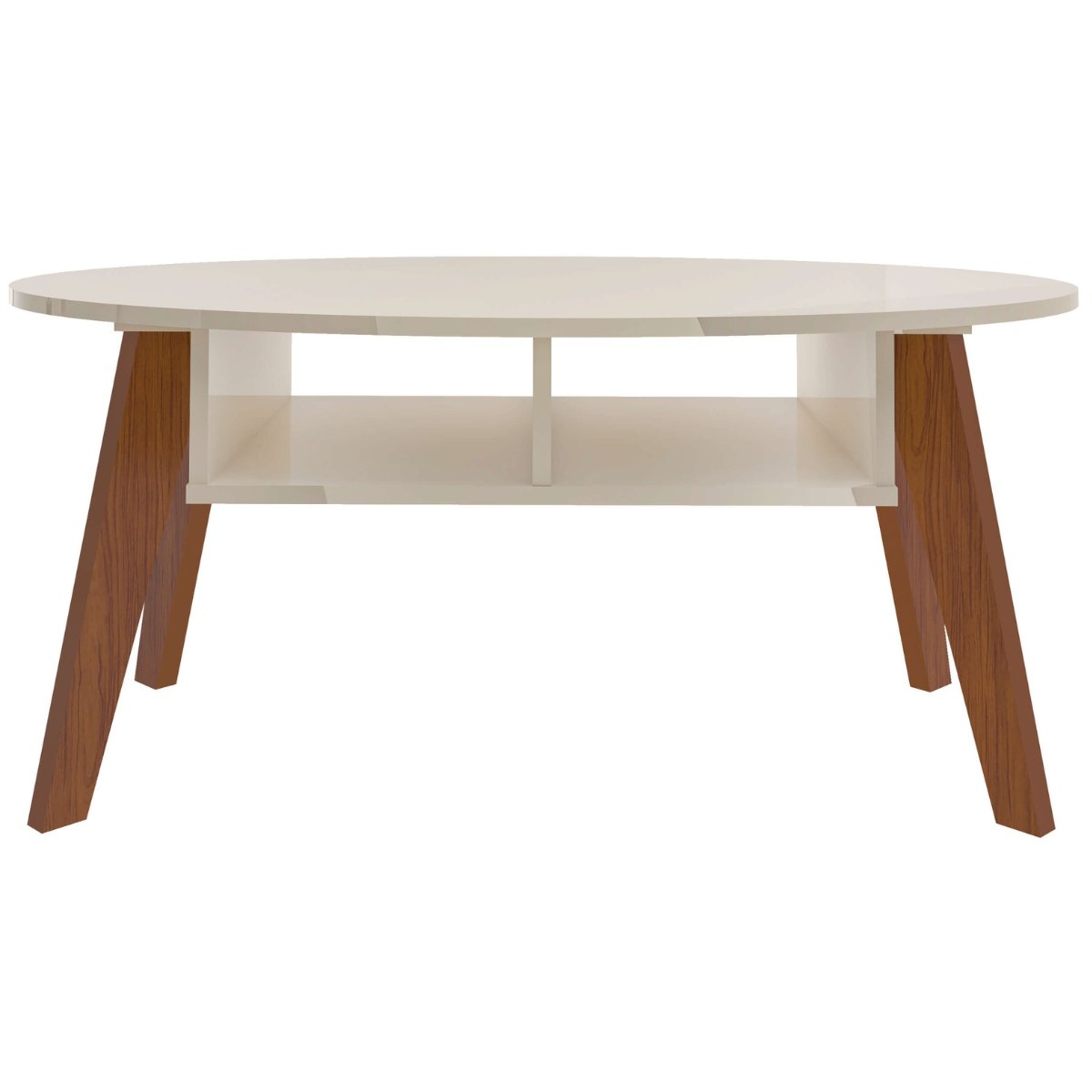 Mesa de Centro Diva 2 Nichos Off White/Cedro