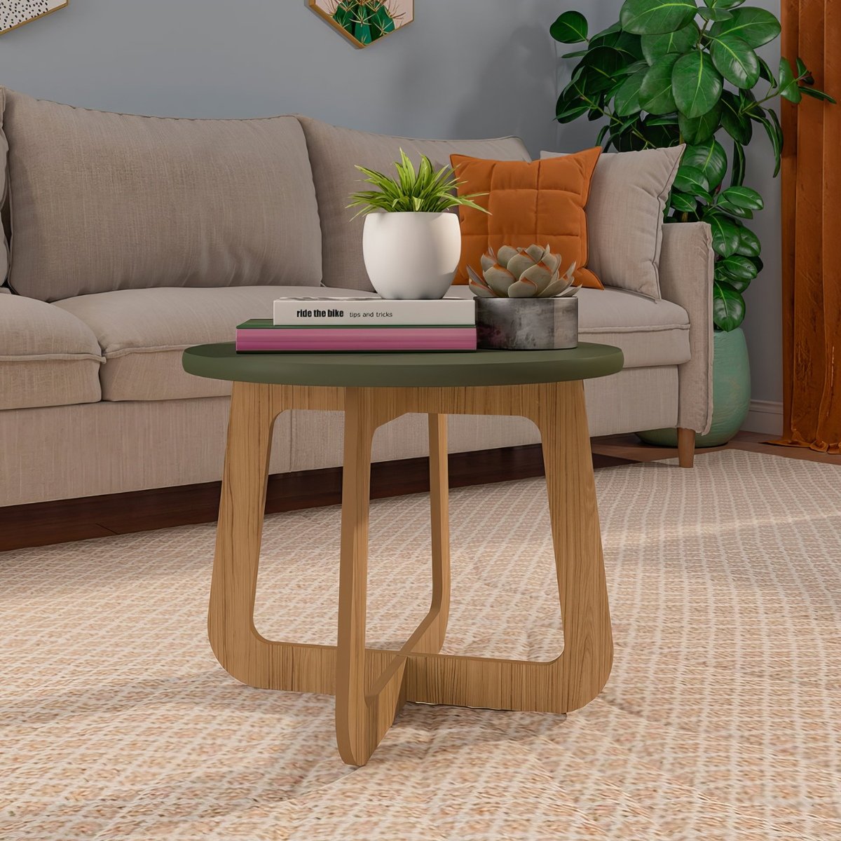 Mesa de Centro Jasmin 100% MDF Menta / Carvalho