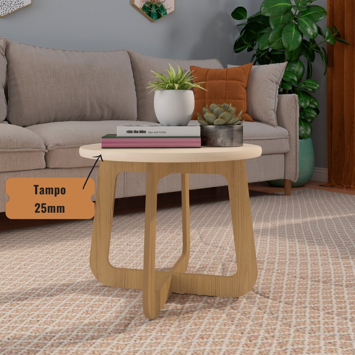 Mesa de Centro Jasmin 100% MDF Off White / Carvalho