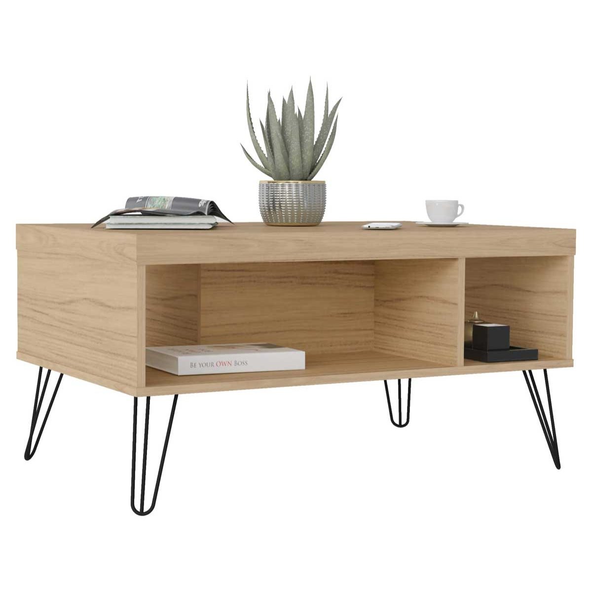 Mesa de Centro Liberty com 2 Nichos Carvalho