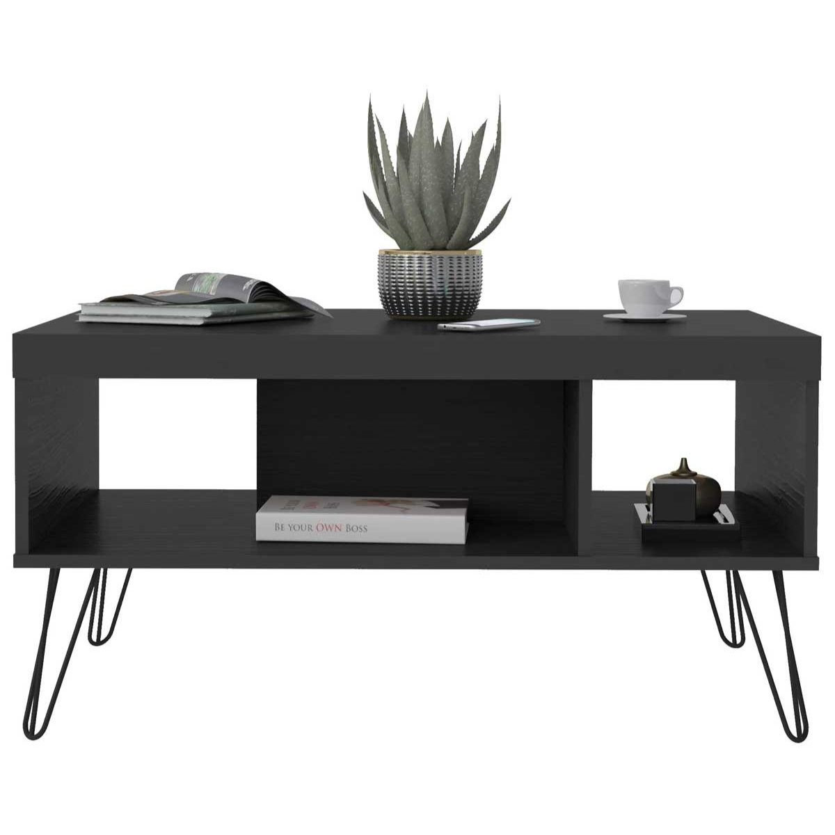 Mesa de Centro Liberty com 2 Nichos Preto