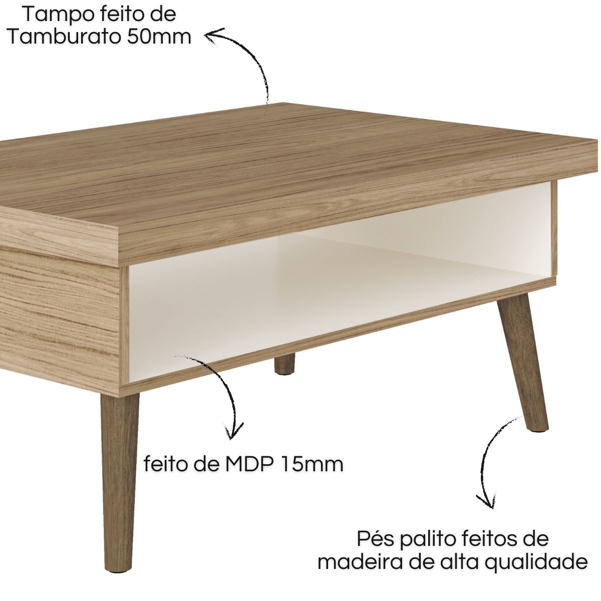 Mesa de Centro Lucca Carvalho - Off White