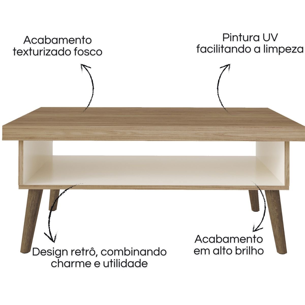 Mesa de Centro Lucca Carvalho - Off White