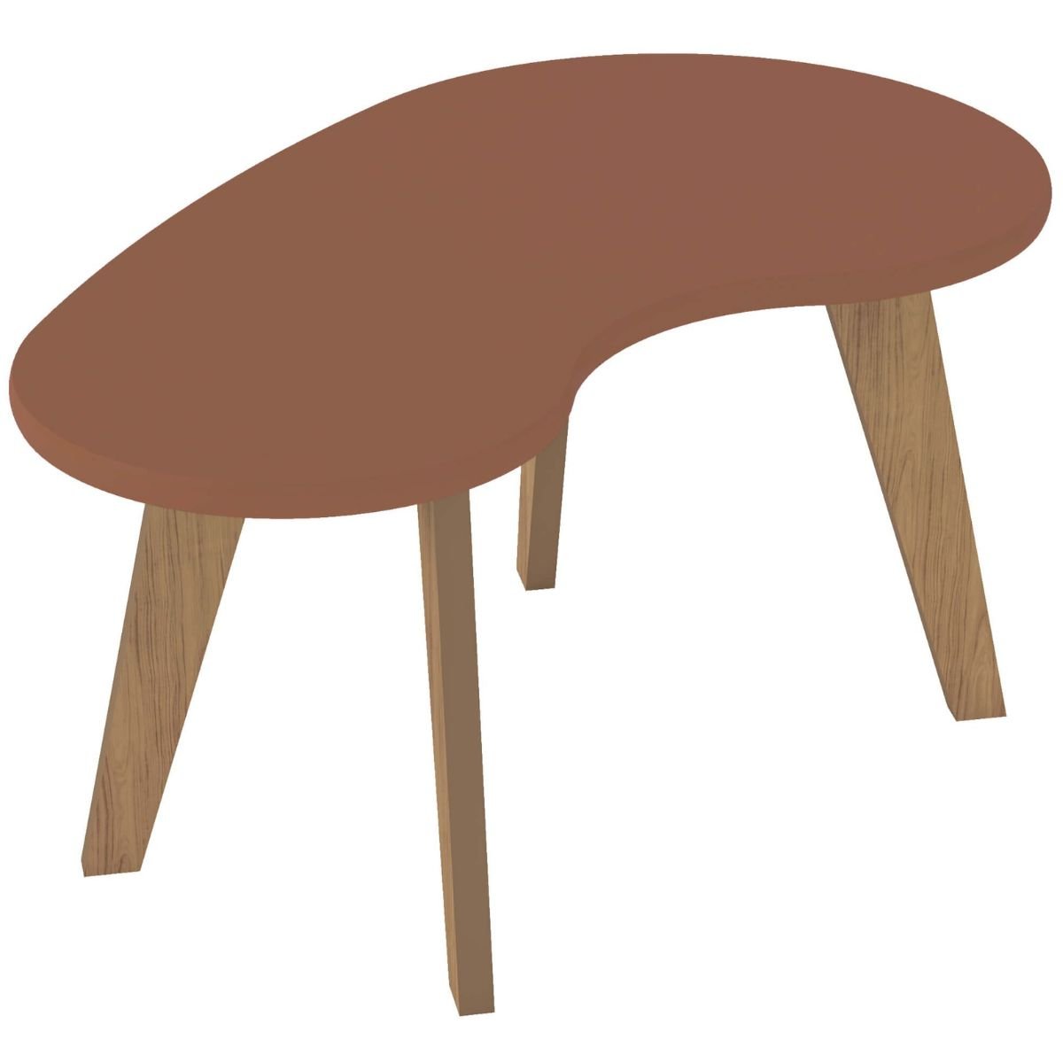 Mesa de Centro Orgânica com Bordas Boleadas Terracota/Carvalho