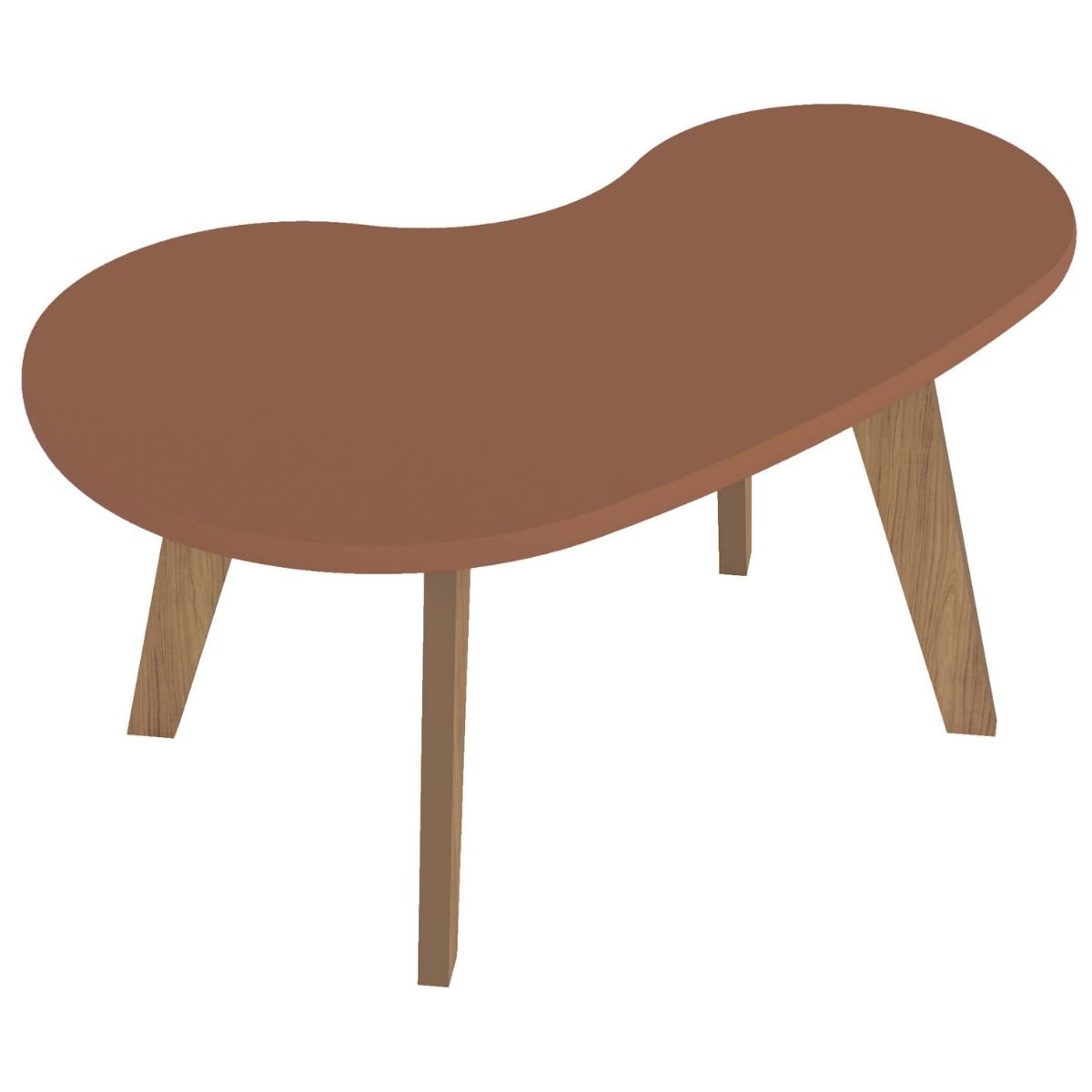 Mesa de Centro Orgânica com Bordas Boleadas Terracota/Carvalho