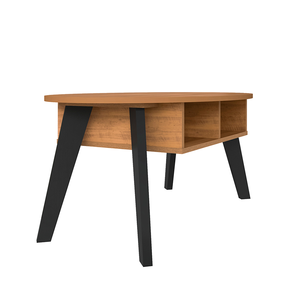 Mesa de Centro Oval Diva Pinho e Preta