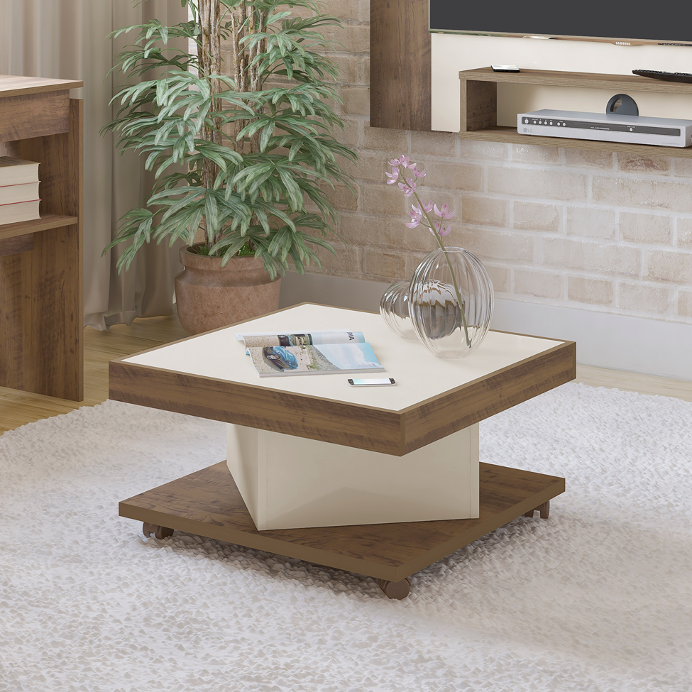 Mesa de Centro Quadrada Saara Pinho e Off White