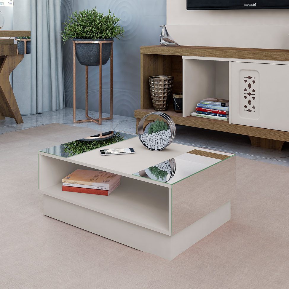 Mesa de Centro Retangular Detroit Off White