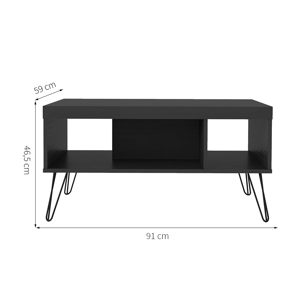 Mesa de Centro Retangular Liberty Preta