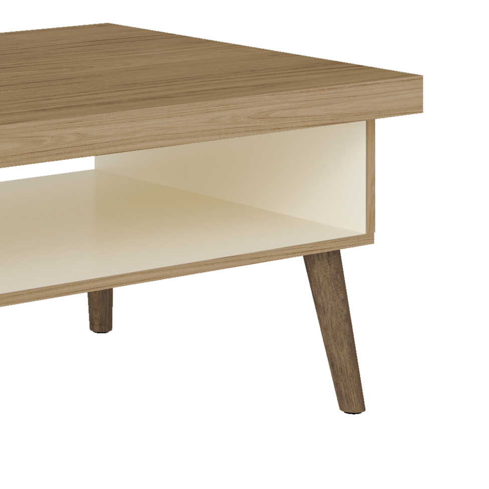 Mesa de Centro Retangular Lucca Carvalho e Off White