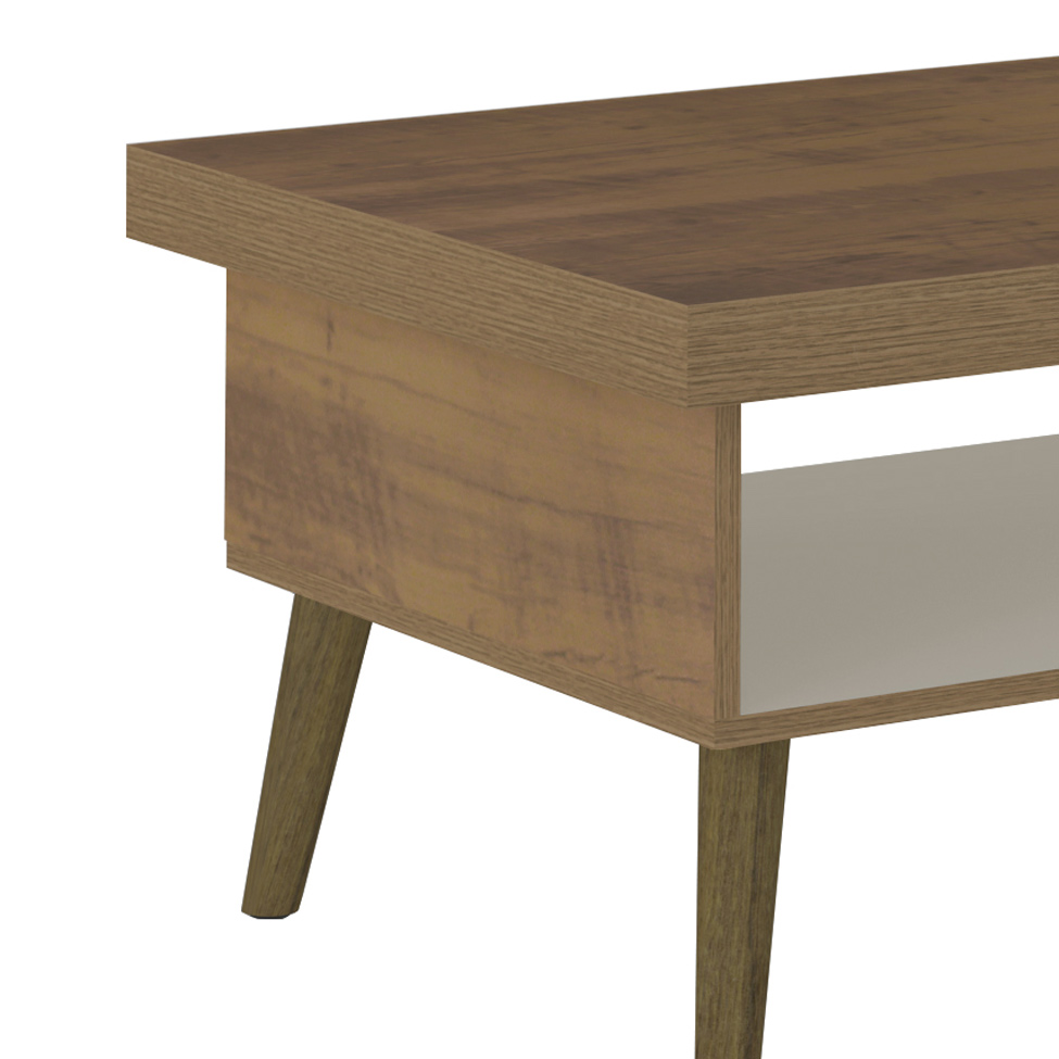 Mesa de Centro Retangular Lucca Pinho e Off White
