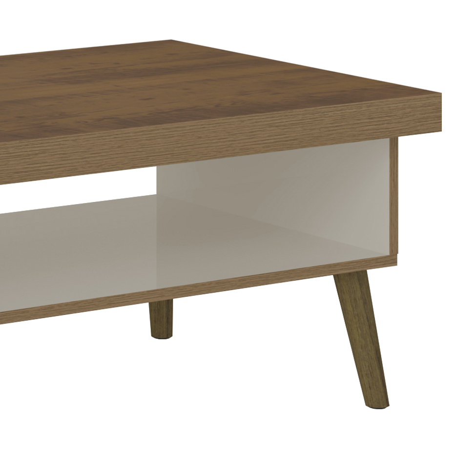 Mesa de Centro Retangular Lucca Pinho e Off White