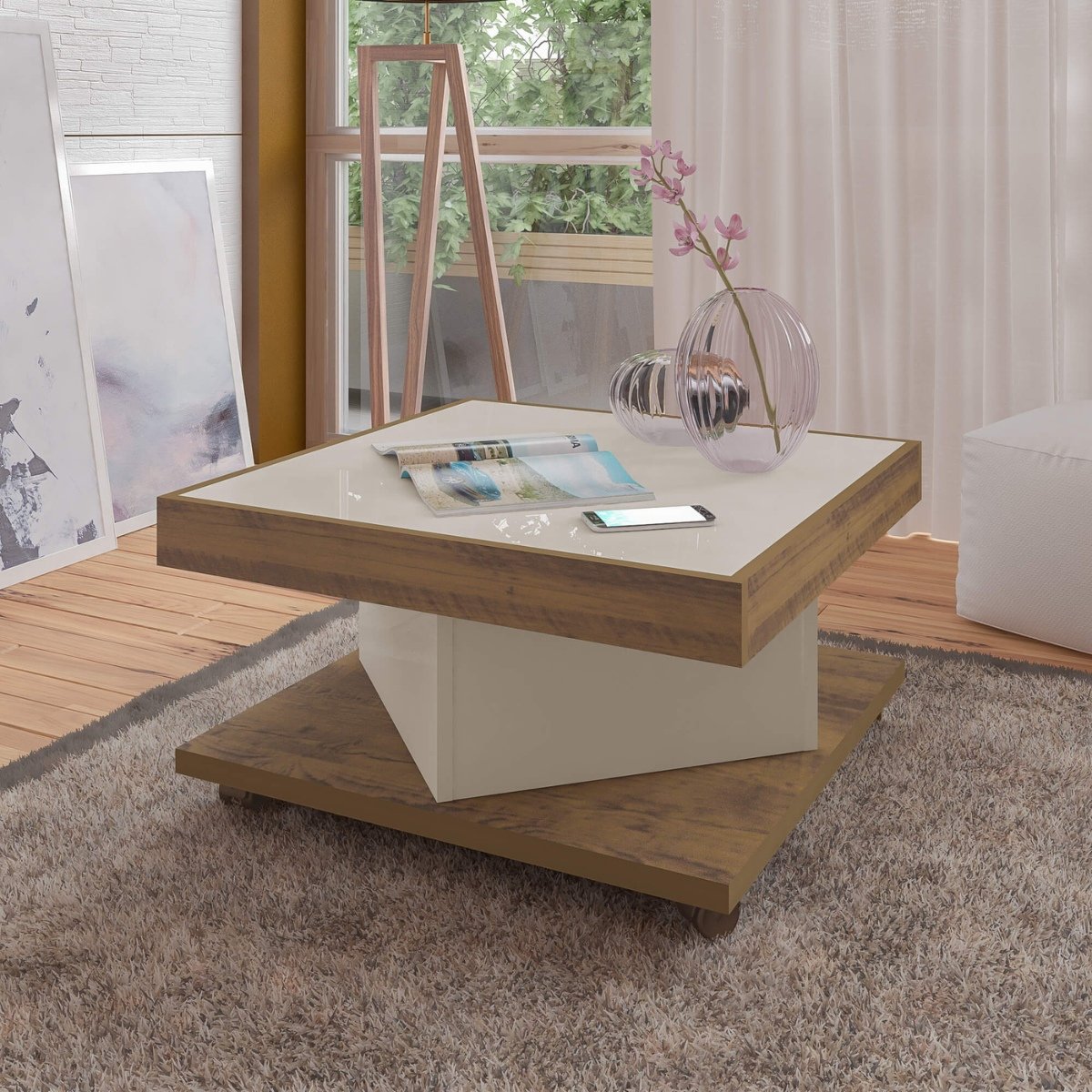 Mesa de Centro Saara - Pinho / Off White
