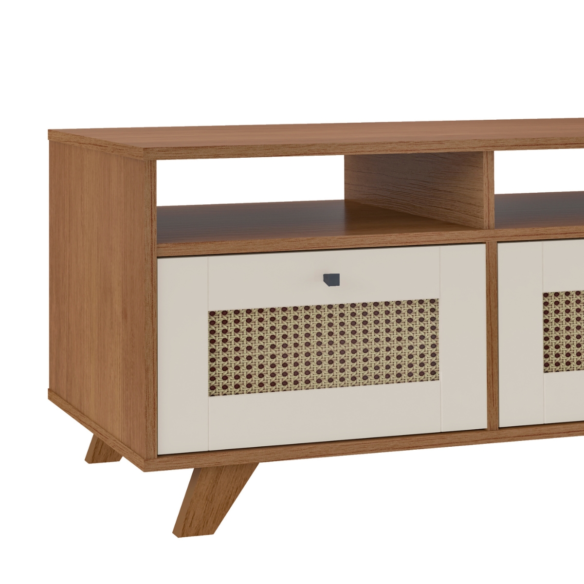 Mesa de Centro Trama 2 Gavetas 2 Prateleiras Cinamomo/Off White