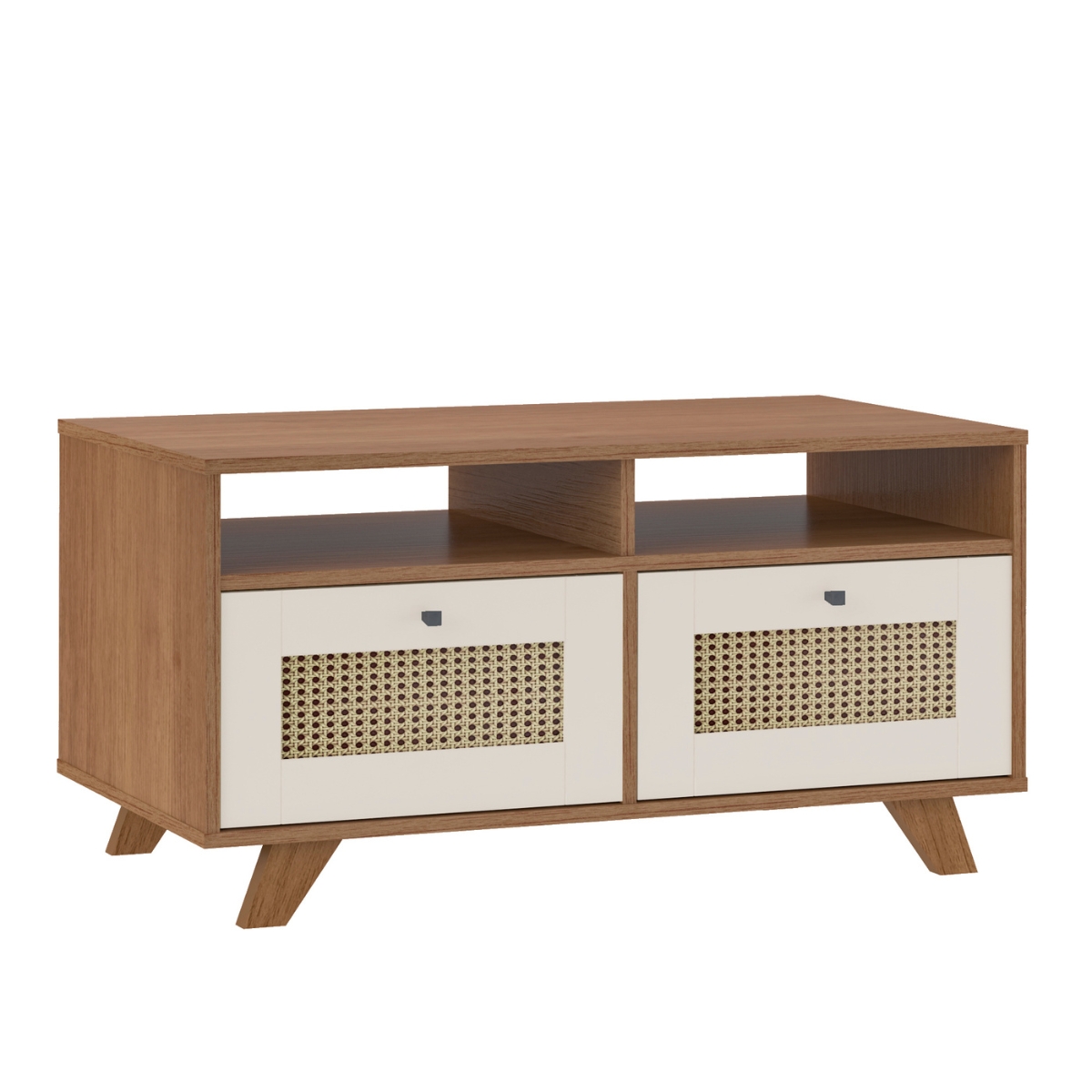 Mesa de Centro Trama 2 Gavetas 2 Prateleiras Cinamomo/Off White