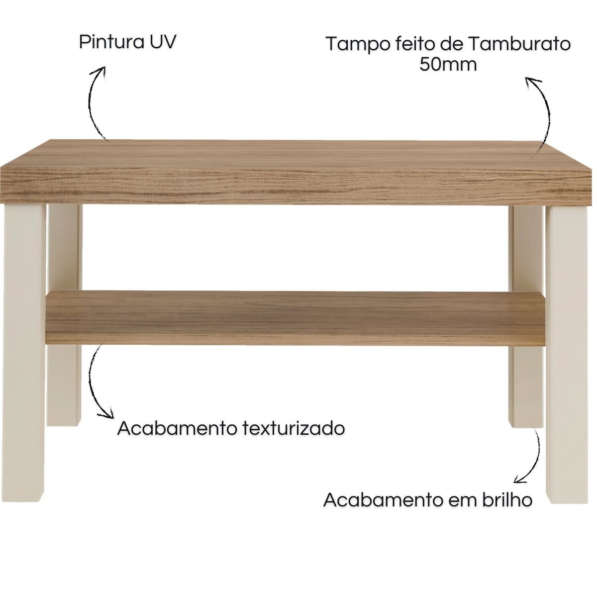 Mesa de Centro Up Carvalho - Off White