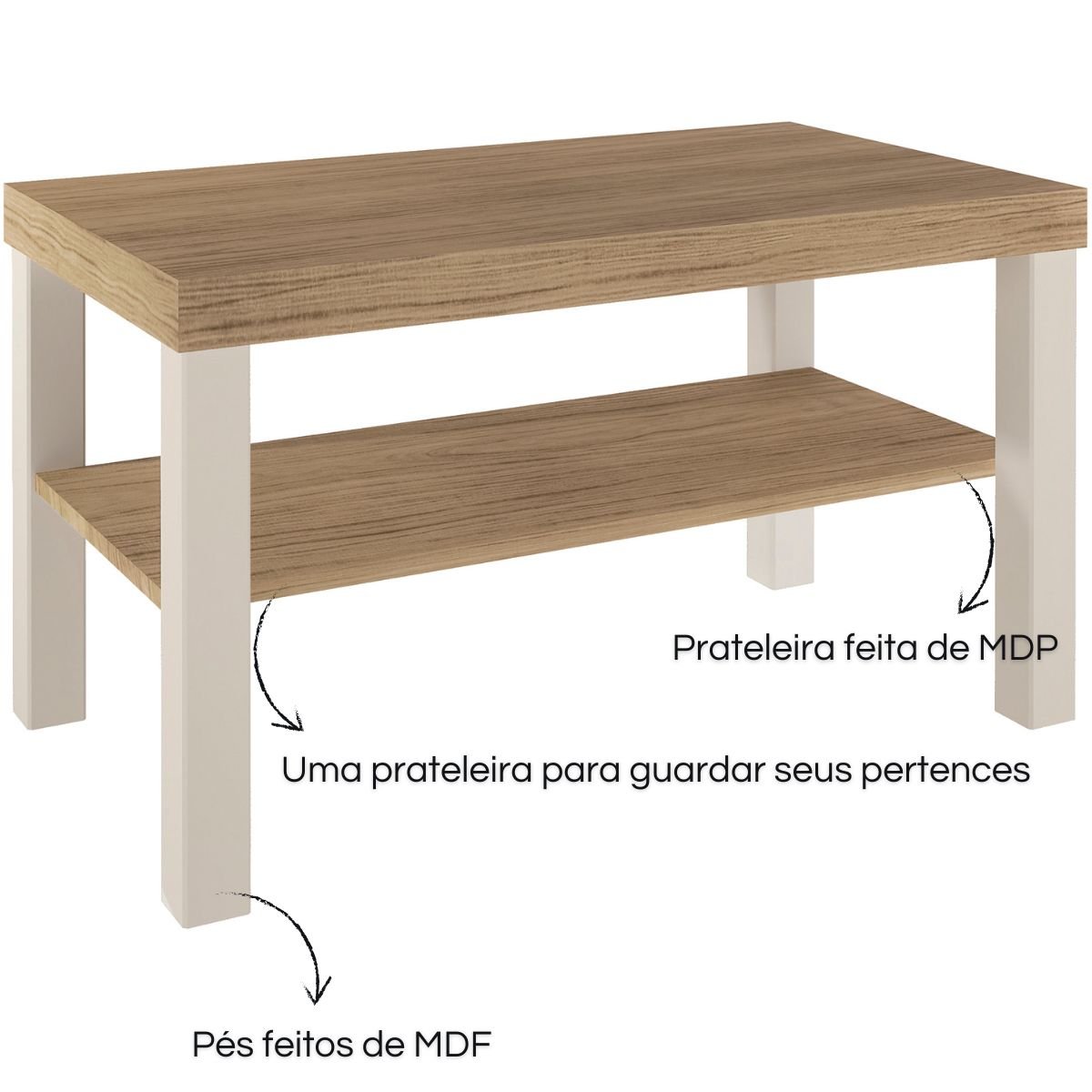 Mesa de Centro Up Carvalho - Off White