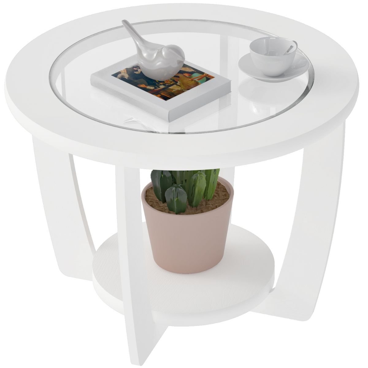 Mesa de Centro com Tampo em Vidro - Curve Branco
