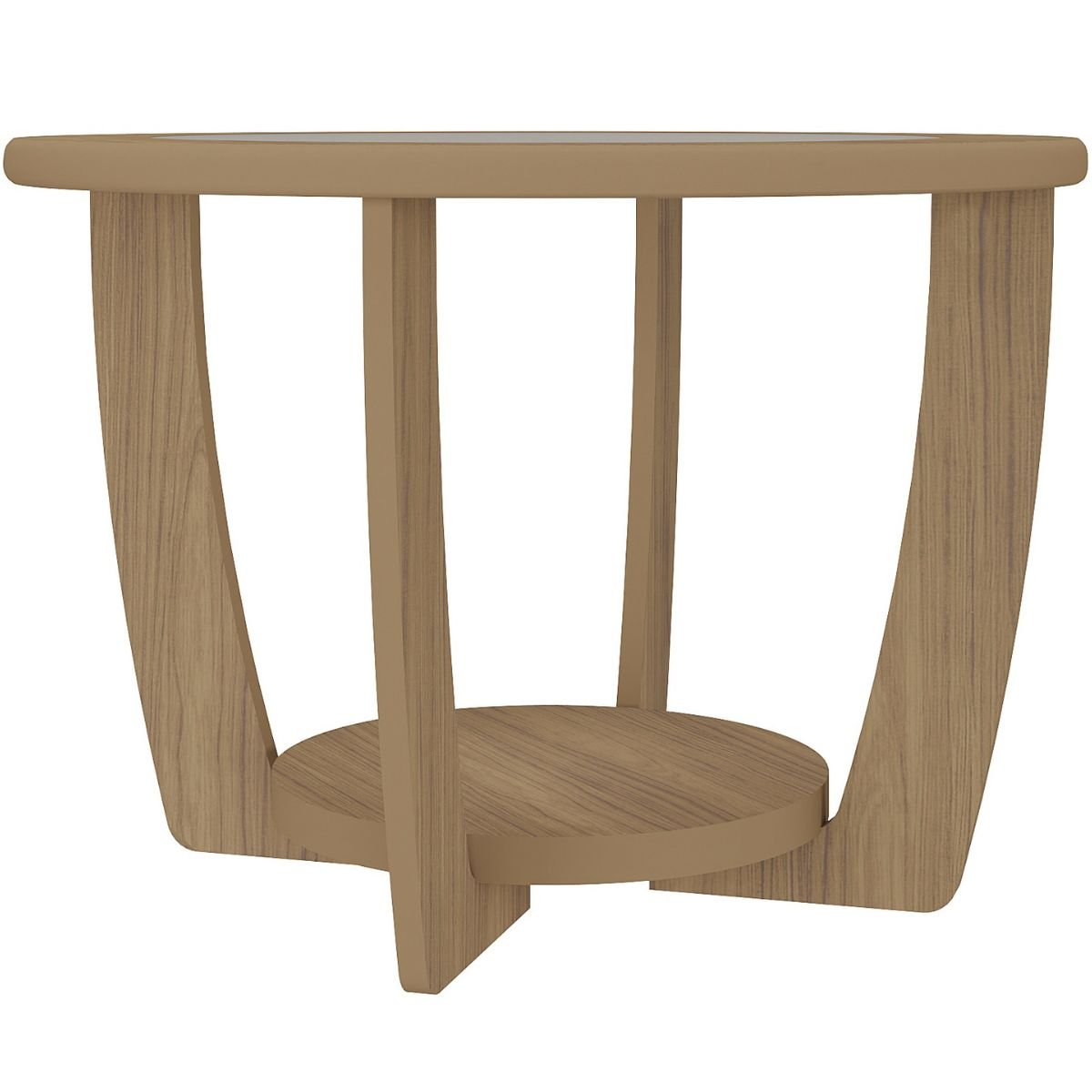 Mesa de Centro com Tampo em Vidro - Curve Carvalho