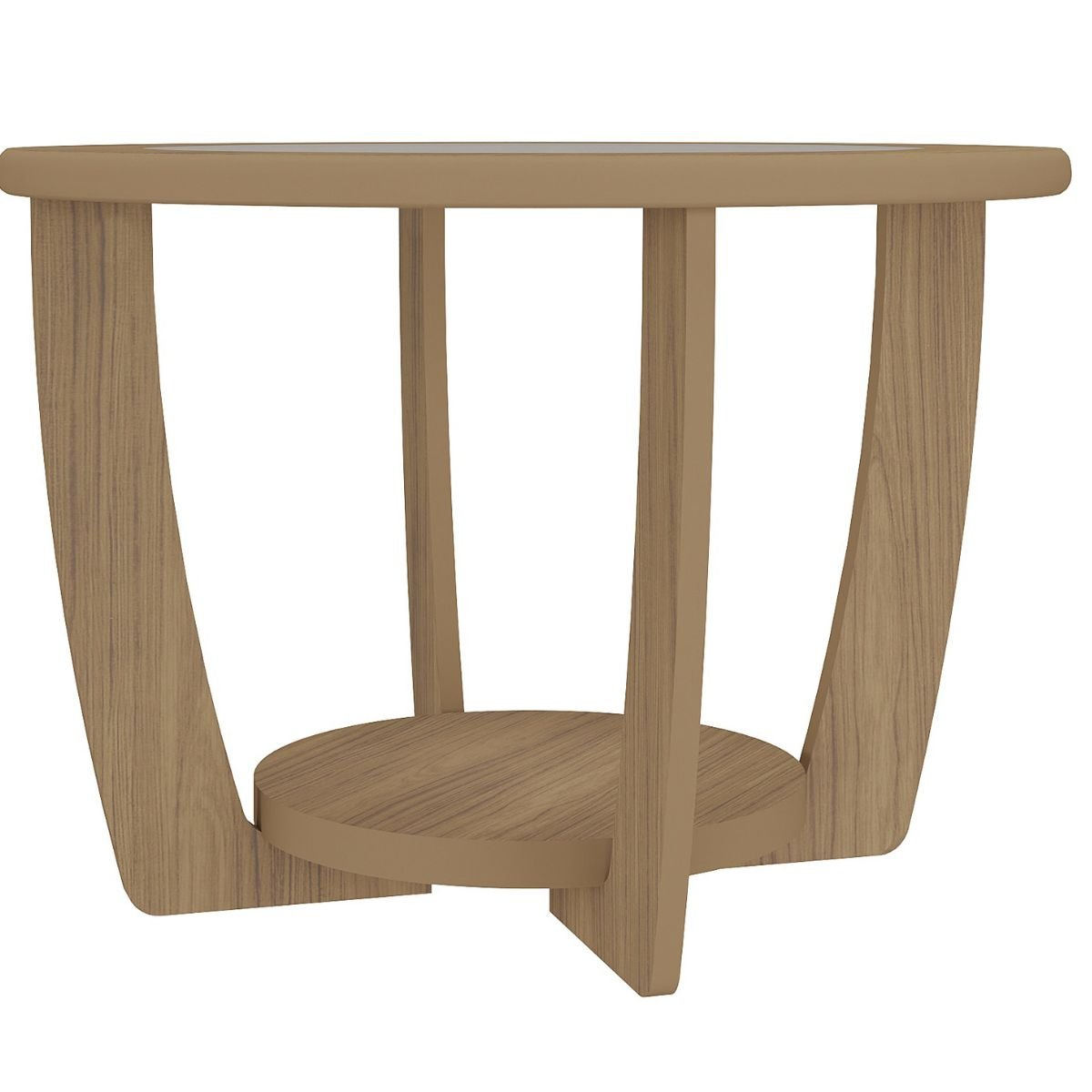 Mesa de Centro com Tampo em Vidro - Curve Carvalho