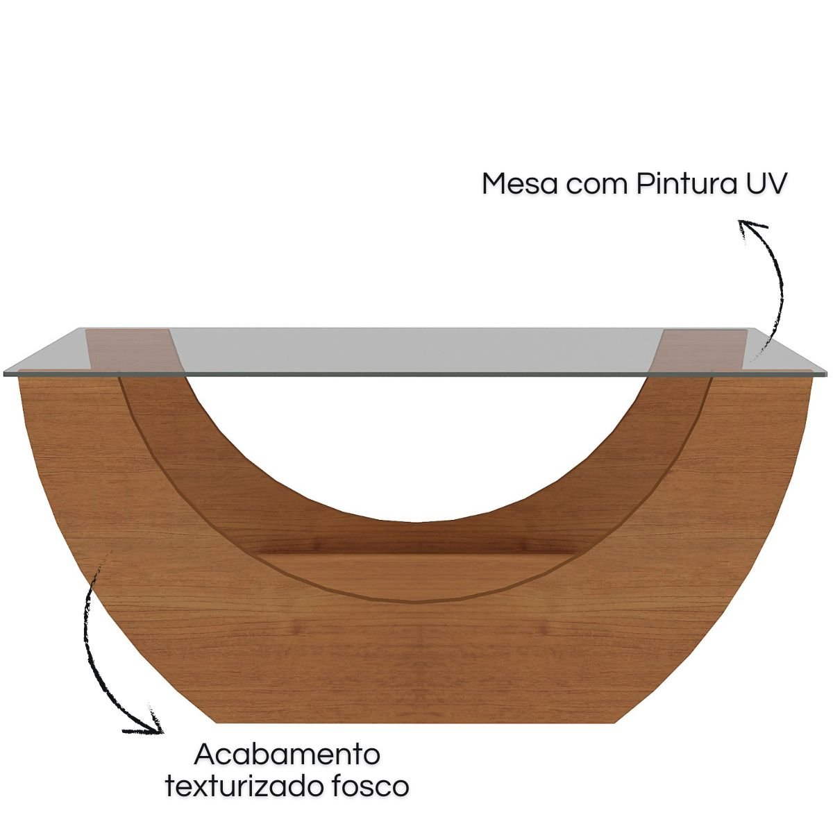 Mesa de Centro com Tampo em Vidro - Onda Cinamomo