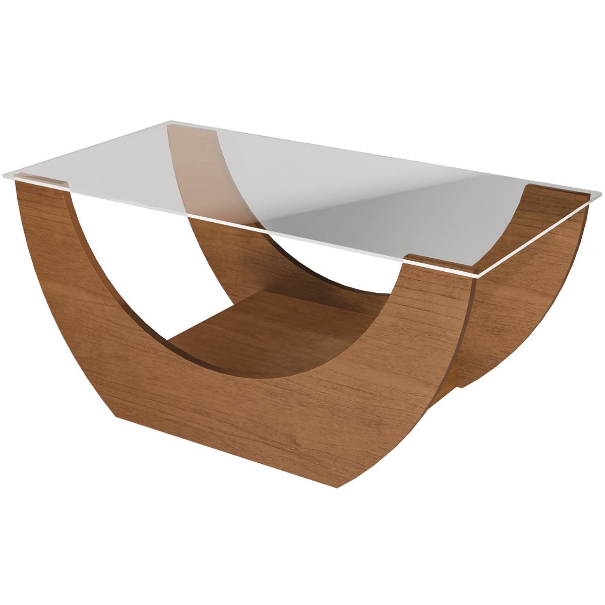 Mesa de Centro com Tampo em Vidro - Onda Cinamomo