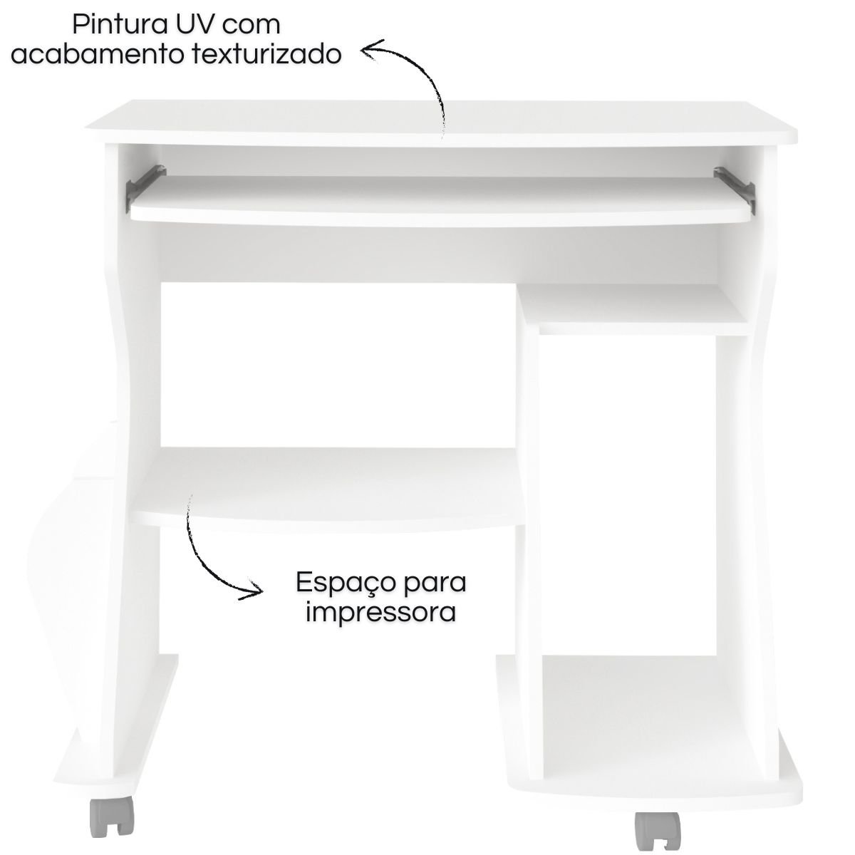 Mesa para Computador 160 com 3 Nichos e Porta Revistas Branco