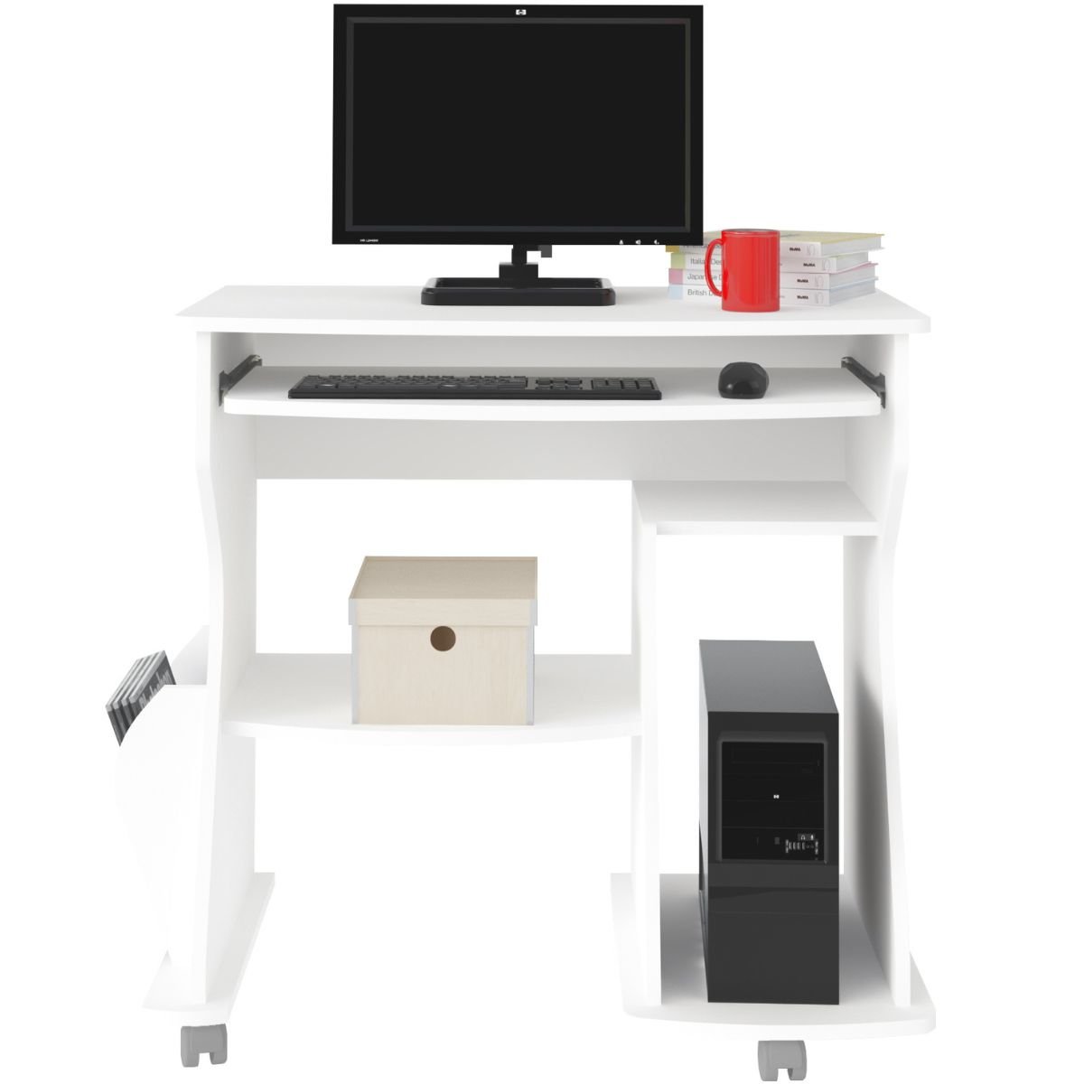 Mesa para Computador 160 com 3 Nichos e Porta Revistas Branco