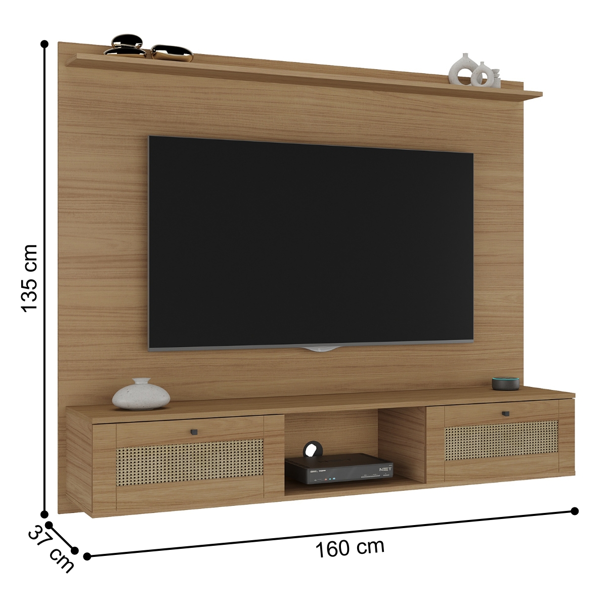 Painel 2 Portas para TVs de 72 Polegadas Uraí Carvalho