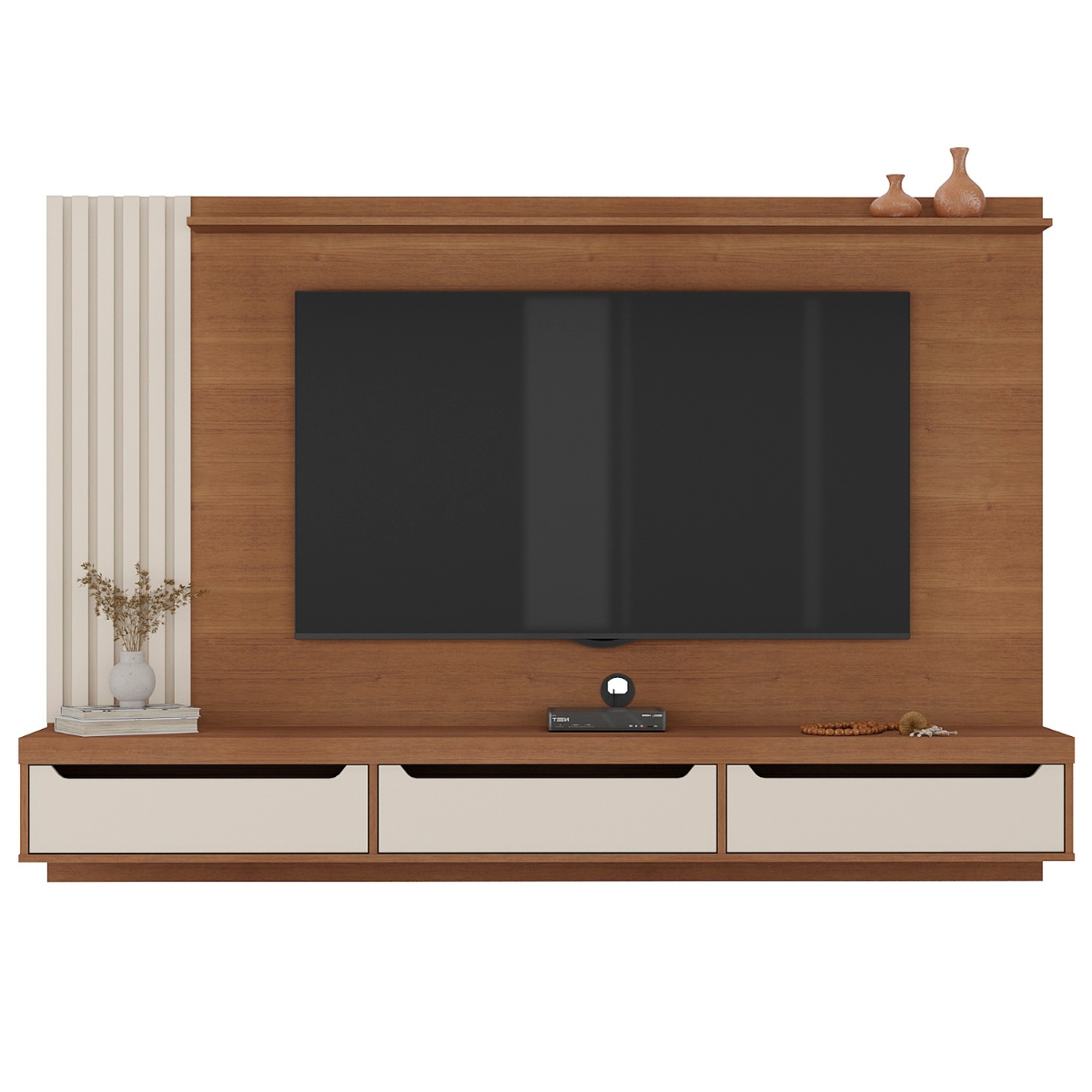 Painel Ripado para TVs de 75' Mallet Cinamomo Off White