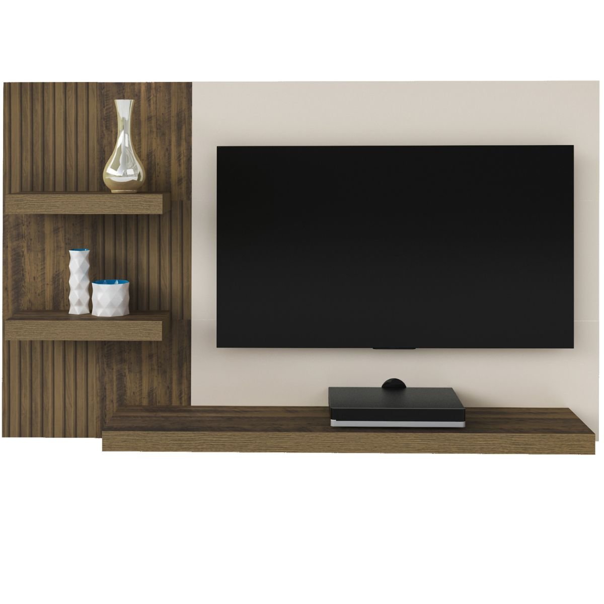 Painel TV 50" Chess Pinho Ripado/Off White