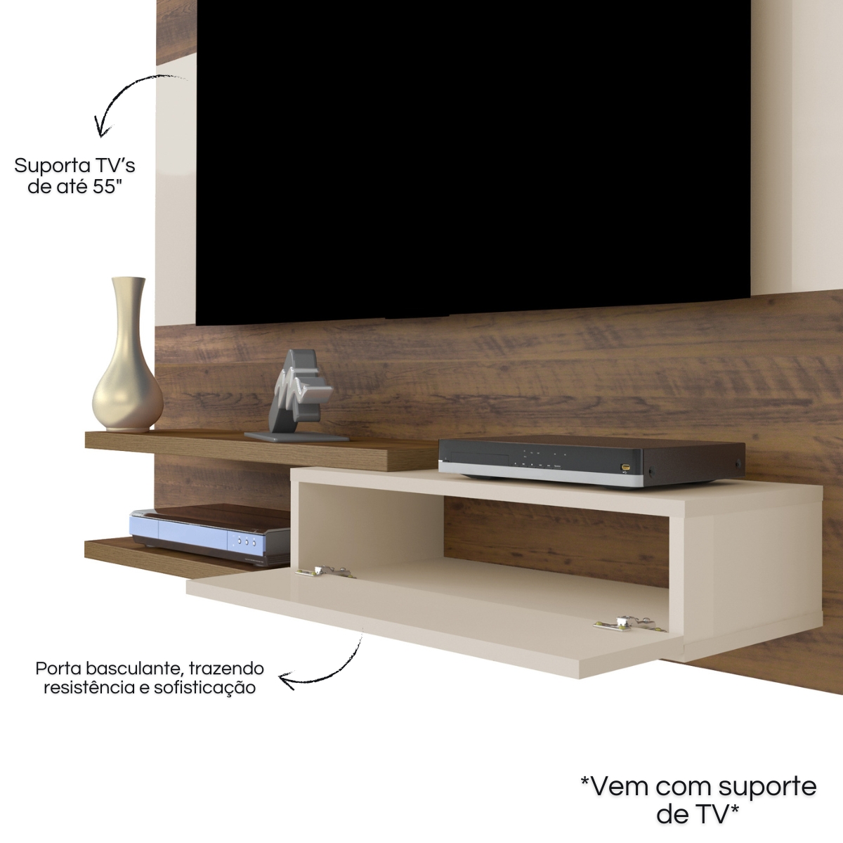 Painel TV 55" Monza Pinho / Off White