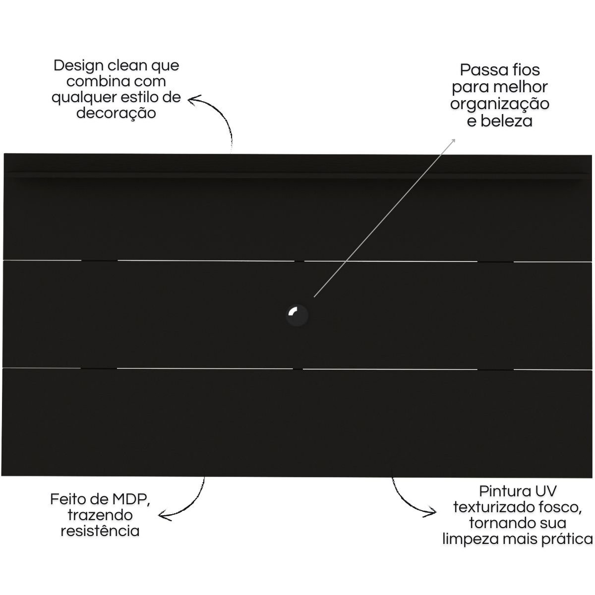 Painel TV 60" Slim Preto