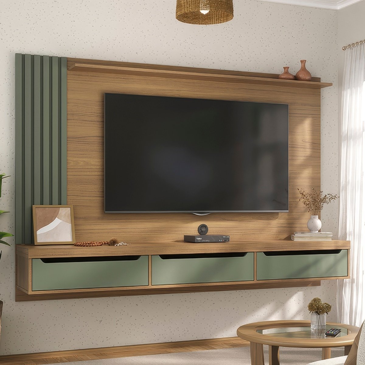 Painel TV 75" Presence Carvalho / Menta