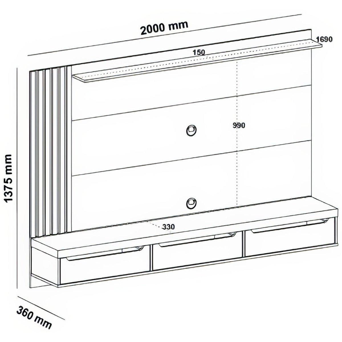 Painel TV 75" Presence Carvalho / Menta