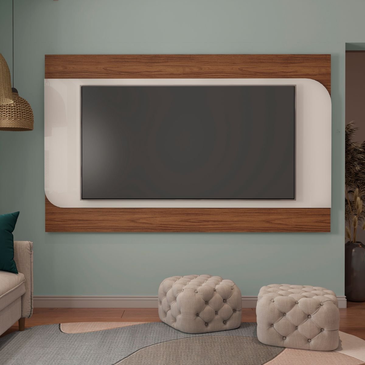 Painel TV 86" Elegance Cedro / Off White