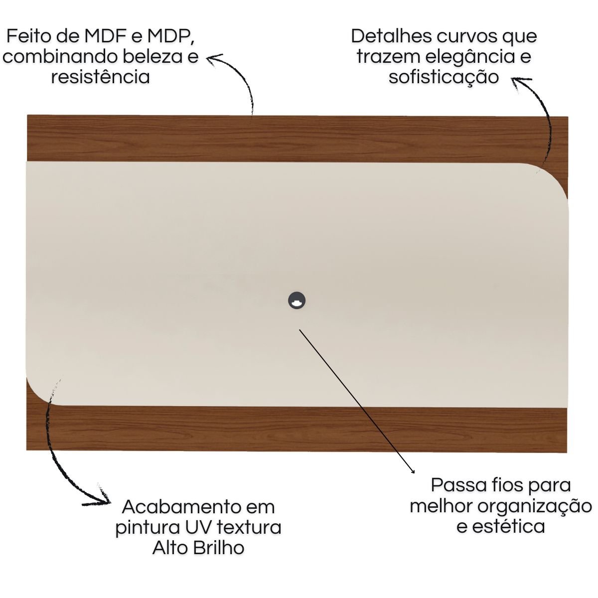 Painel TV 86" Elegance Cedro / Off White