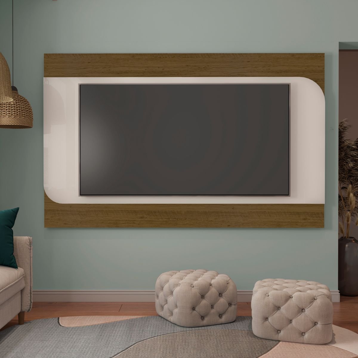 Painel TV 86" Elegance Pinho / Off White