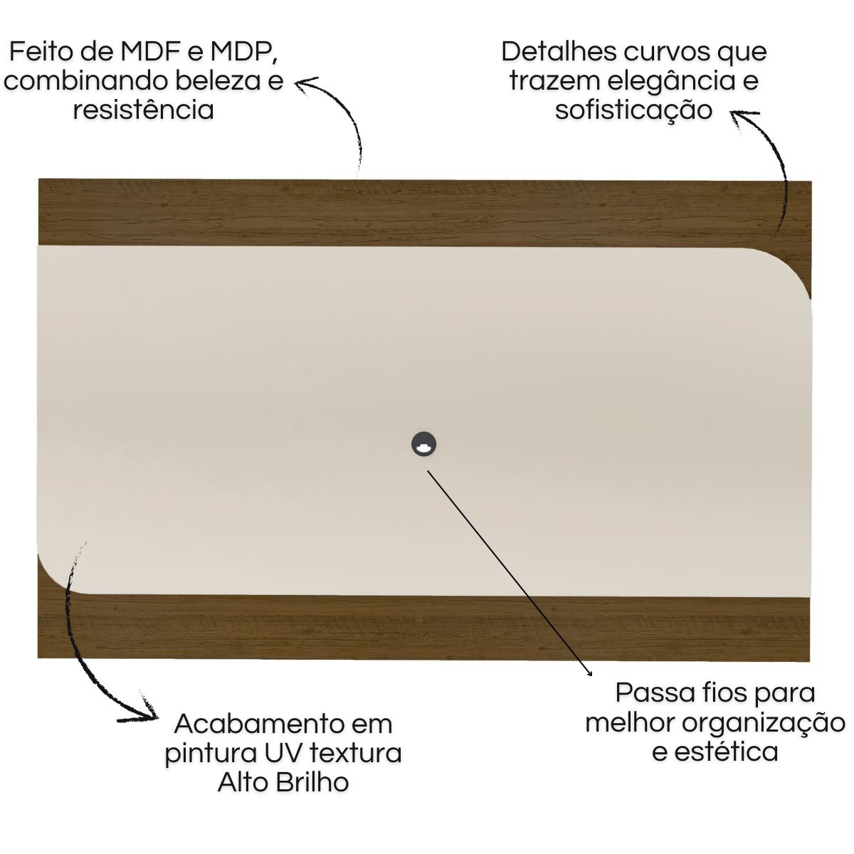 Painel TV 86" Elegance Pinho / Off White