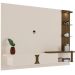 Painel Tv 72 Led e Prateleiras de Vidro Toronto Off White / Pinho
