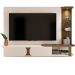 Painel Tv 72 Led e Prateleiras de Vidro Toronto Off White / Pinho