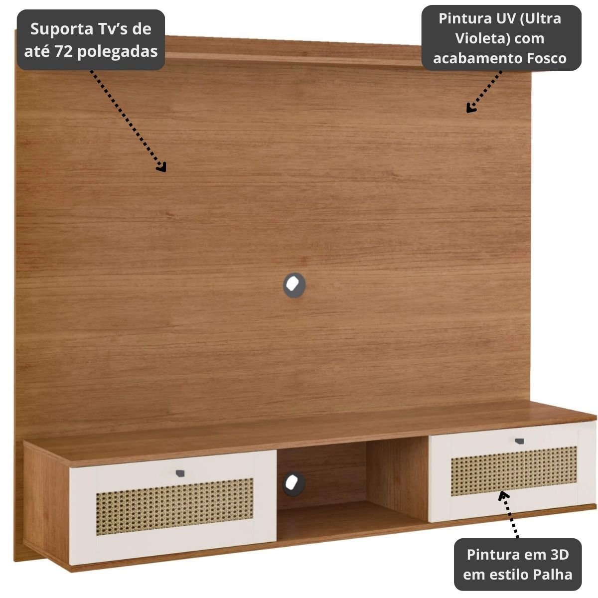 Painel Tv 75" Trama Cinamomo/Off White