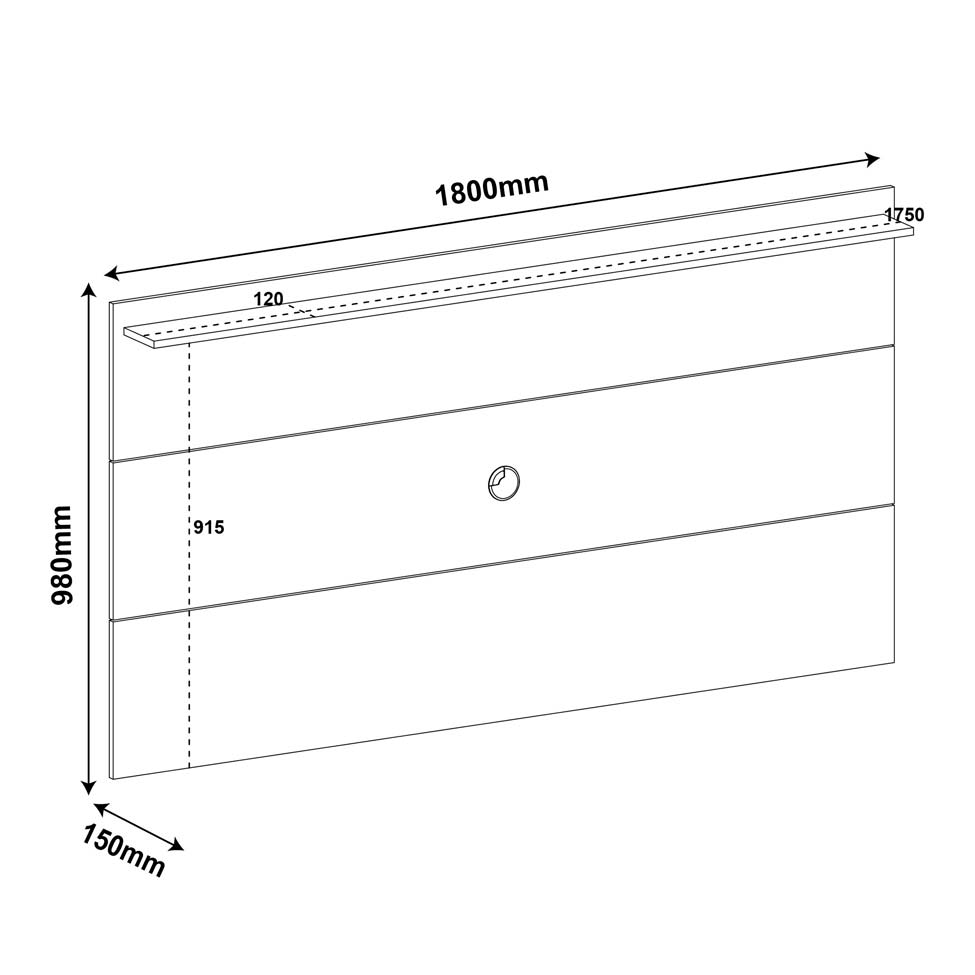 Painel para TV 55 Polegadas Slim Preto 180 cm