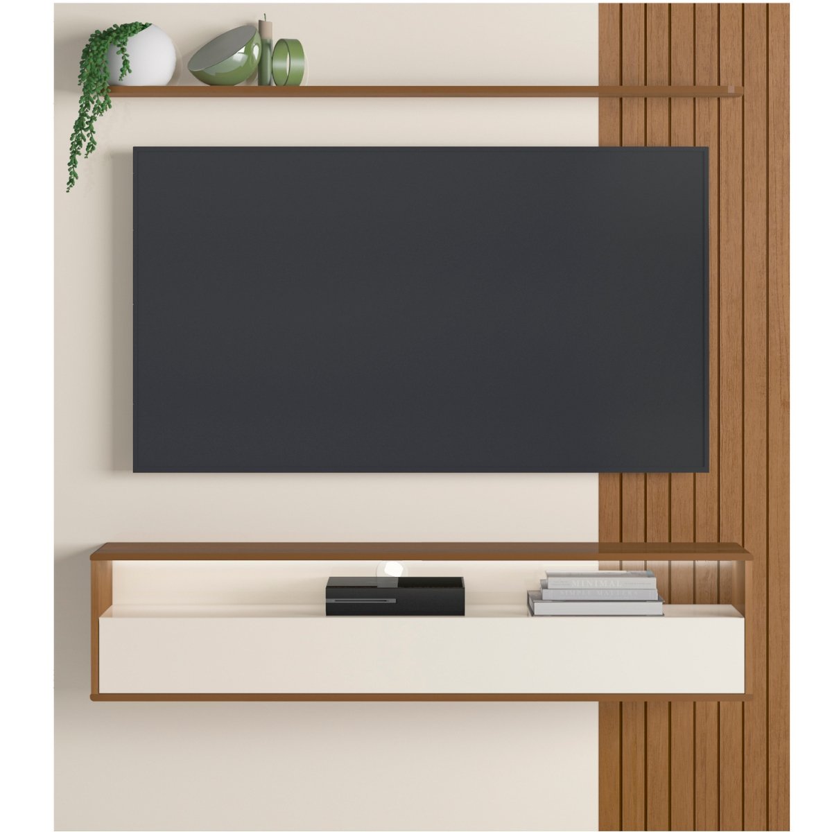 Painel para TV 65'' com Led Artely Matisse Cinamomo/Off White